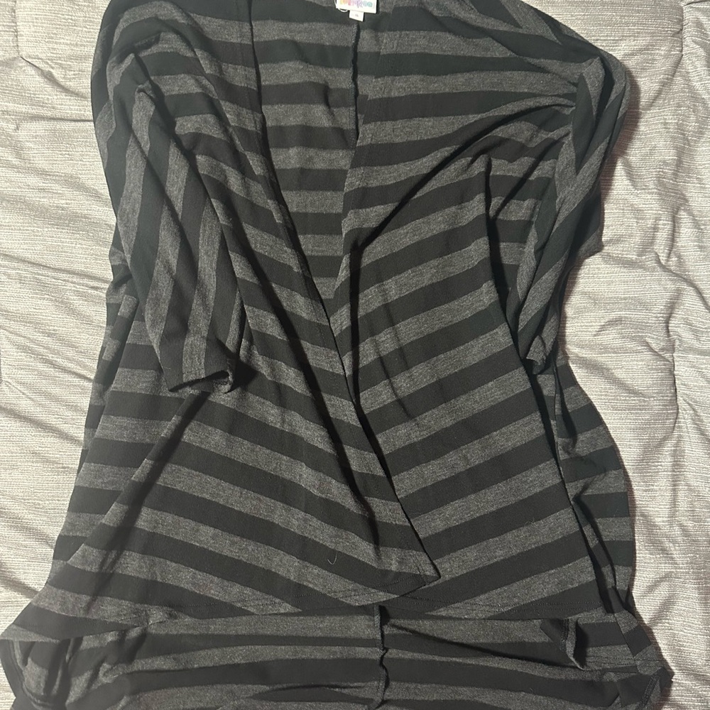 LuLaRoe Black and Gray Striped Cardigan